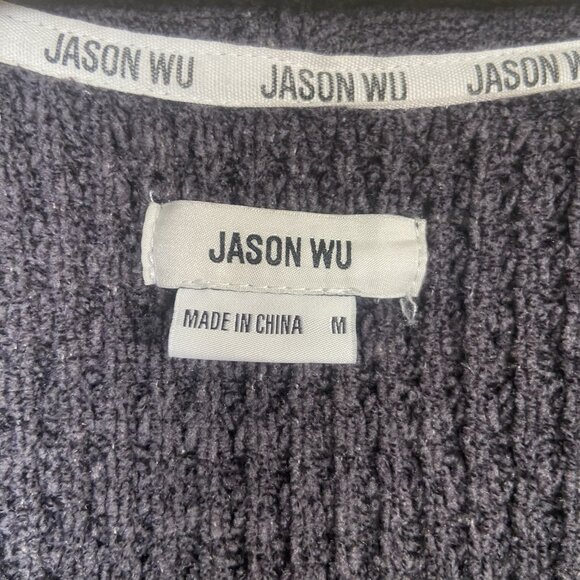 Jason Wu Waffle Knit Gray Oversized Long Sleeve Cardigan With Belt Size M Cozy - Picture 4 of 10